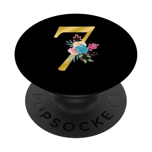 Süße Monogramm Initiale farbige Zahlen Blumen 7 PopSockets Klebender PopGrip Süße Monogramm Initiale farbige Zahlen Blumen 7 PopSockets Klebender PopGrip von Cheffsspecials Floral Cute Monogram Initials