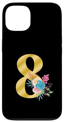 Süße Monogramm-Initiale farbige Zahlen Blumen 8 Hülle für iPhone 13 von Cheffsspecials Floral Cute Monogram Initials