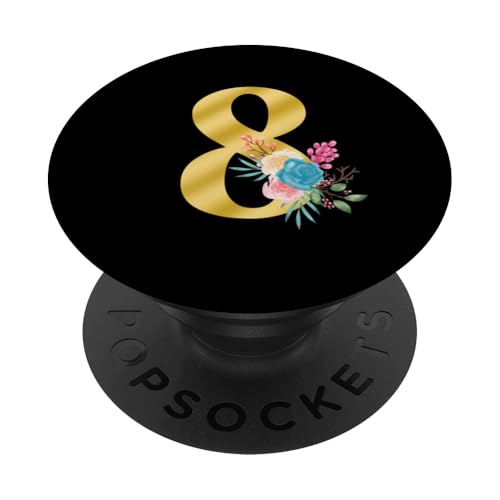 Süße Monogramm-Initiale farbige Zahlen Blumen 8 PopSockets Klebender PopGrip Süße Monogramm-Initiale farbige Zahlen Blumen 8 PopSockets Klebender PopGrip von Cheffsspecials Floral Cute Monogram Initials
