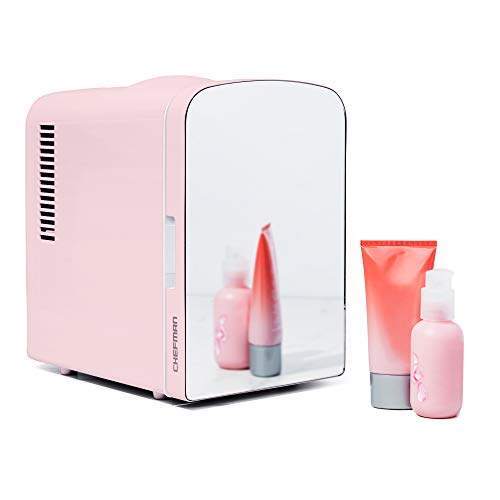 Chefman - Iceman Tragbarer verspiegelter persönlicher Kühlschrank, 4 l, Mini-Kühlschrank, Hautpflege, Make-up-Aufbewahrung, Schönheit, Seren und Gesichtsmasken, klein für Desktop oder Reisen, kühl und Chefman - Iceman Tragbarer verspiegelter persönlicher Kühlschrank, 4 l, Mini-Kühlschrank, Hautpflege, Make-up-Aufbewahrung, Schönheit, Seren und Gesichtsmasken, klein für Desktop oder Reisen, kühl und von Chefman