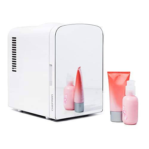 Iceman Verspiegelter 4 Liter Mini-Kühlschrank, Hautpflege, Make-up-Aufbewahrung, Seren und Gesichtsmasken, klein für den Schreibtisch oder auf Reisen, kühlen & heizen, kosmetische Anwendung, Weiß Iceman Verspiegelter 4 Liter Mini-Kühlschrank, Hautpflege, Make-up-Aufbewahrung, Seren und Gesichtsmasken, klein für den Schreibtisch oder auf Reisen, kühlen & heizen, kosmetische Anwendung, Weiß von Chefman