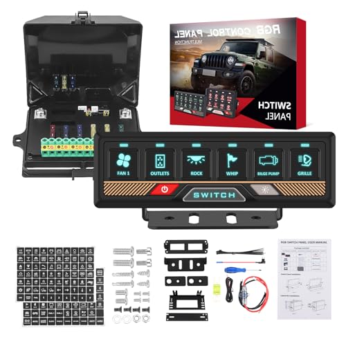 Chelhead 12 V/24 V Schalttafel RGB 6-fach dimmbar Multifunktions-programmierbare Schalttafel Zubehör Batteriesteuerung wasserdicht, kompatibel mit LKW Boot SUV Wohnmobil Anhänger Marine ATV UTV von Chelhead