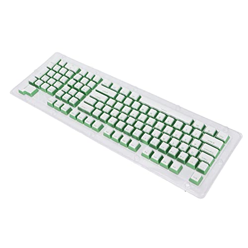 ChengyuWei Ergonomische OEM-Tastenkappen von FOS Step, 110 Tasten für mechanische Tastaturen – ideal für Gamer und Schreibkräfte (White Cheese with Green Characters) von ChengyuWei