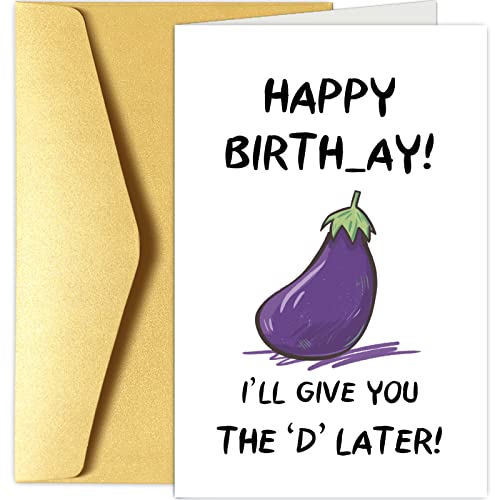 Chenive Happy Birthday Card for Wife Girlfriend, Naughty Birthday Greeting Card for Her, Funny Rude Bday Card, I'll Give You The D Later von Chenive