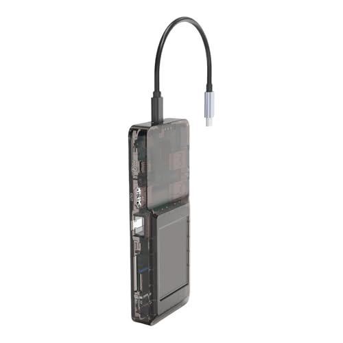 Fortschrittlicher USB-C-Hubs, 8-in-1-Adapter mit LCD-Bildschirm-Schnittstellen, 4K-UHD-Ausgang, 100 W, schnelles Laden, Gigabit-Ethernet, Schnellladeanschluss von Chenxi Studio