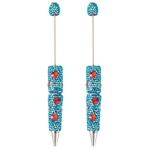 Cheriswelry Kugelschreibermine für Kugelschreiber, glitzernd, herzförmig, Kristall, Perlen, für Geschenkherstellung, Schule, Bürobedarf, 2 Stück von Cheriswelry