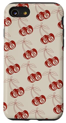 8 Billardkugel Kirsche Muster Kirsche 8 Kugel Pastell Rot Hülle für iPhone SE (2020) / 7 / 8 von Cherry Decor Cute And Kawaii Pattern Colorful