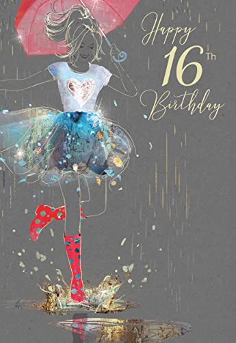 Glückwunschkarte zum 16. Geburtstag für Mädchen und Teenager – aus der Gorgeous Grace Reihe – Glitzer und Folie überzogen (16. Geburtstag) von Cherry Orchard