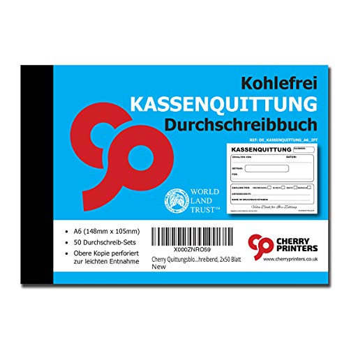 Cherry Quittungsblock A6, Selbstdurchschreibend, 2x50 Blatt von Cherry Printers