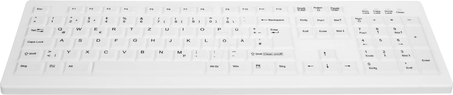 AK-C8100FFUSWGE - Funk-Tastatur, USB, IP68, desinfizierbar, weiß, DE von Cherry