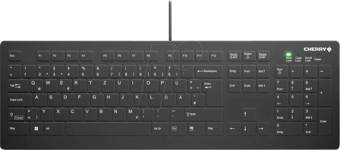 AK-C8112U1BDE - Tastatur, USB, desinfizierbar, schwarz, DE von Cherry