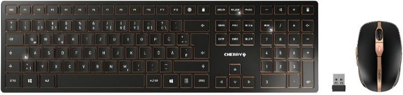 CHERRY DW 9000 SLIM - Tastatur-und-Maus-Set - kabellos - 2,4 GHz, Bluetooth 4,0 - Englisch (USA) mit EURO-Symbol - Schwarz, Bronze (JD-9000EU-2) von Cherry