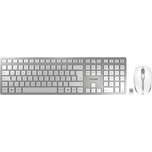 CHERRY DW 9100 SLIM Tastatur-Maus-Set kabellos silber, weiß von Cherry