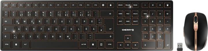 CHERRY DW 9100 SLIM - Tastatur-und-Maus-Set - kabellos - 2,4 GHz, Bluetooth 4,2 - QWERTZ - Deutsch - schwarz/bronze (JD-9100DE-2) von Cherry
