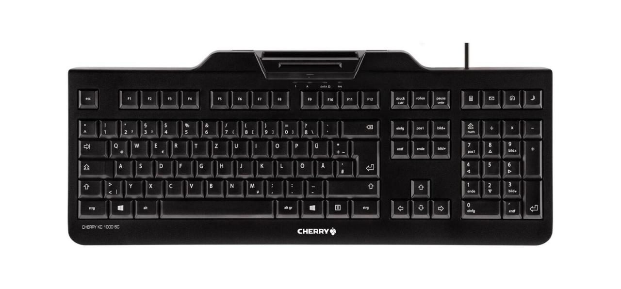 CHERRY KC 1000 SC kabelgebundene Tastatur mit Kartenlesegerät (USB, schwarz) von Cherry