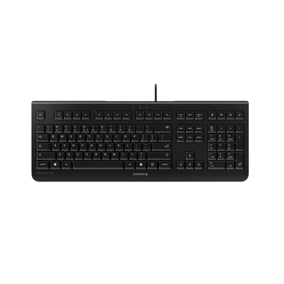 CHERRY KC 1000 Tastatur Schwarz US-Englisch mit EURO Symbol ultraflach, USB, kabelgebunden, Office Keyboard von Cherry