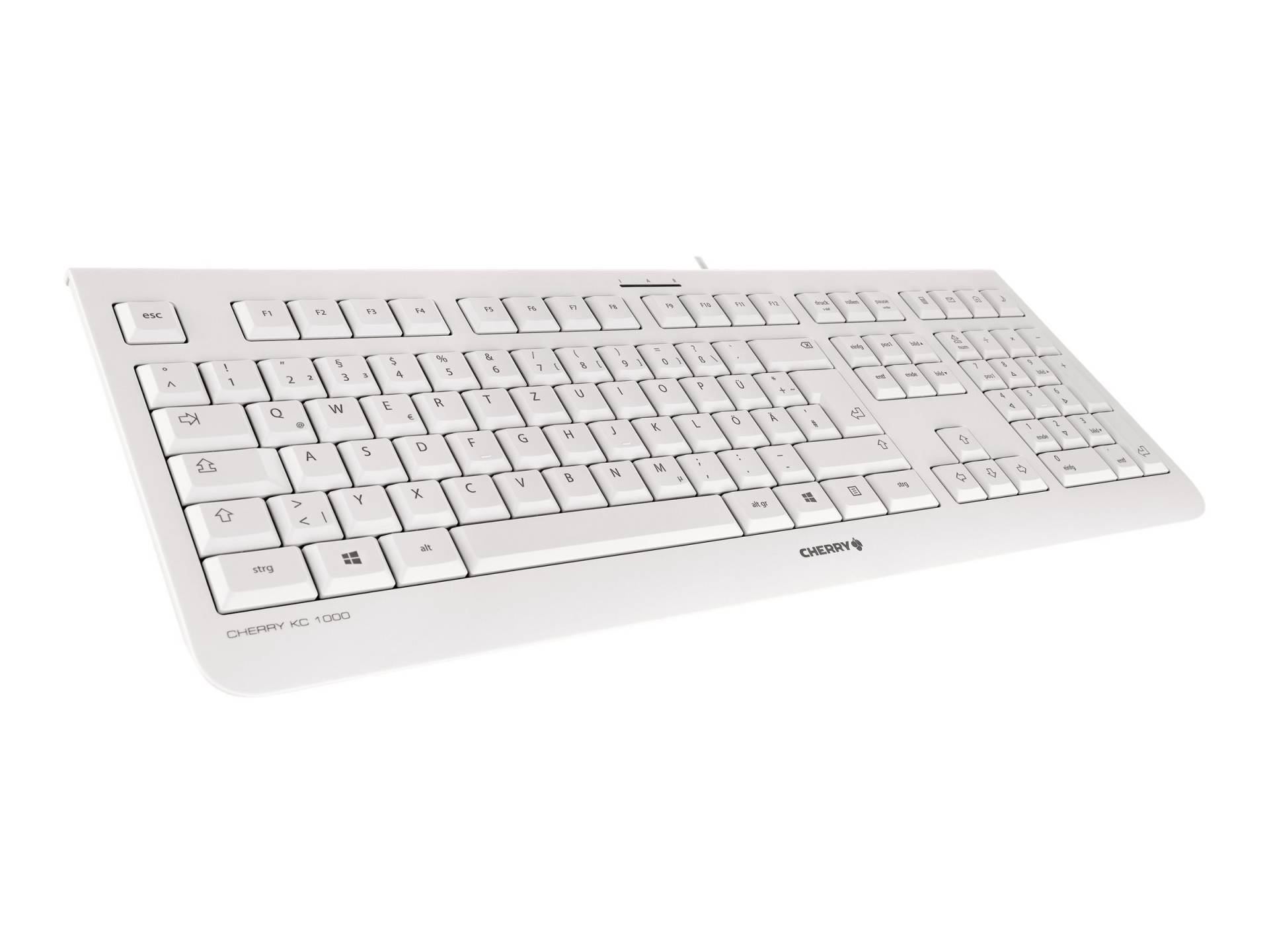 CHERRY KC 1000 Tastatur Weiß / Grau ultraflach, USB, kabelgebunden, Office Keyboard von Cherry