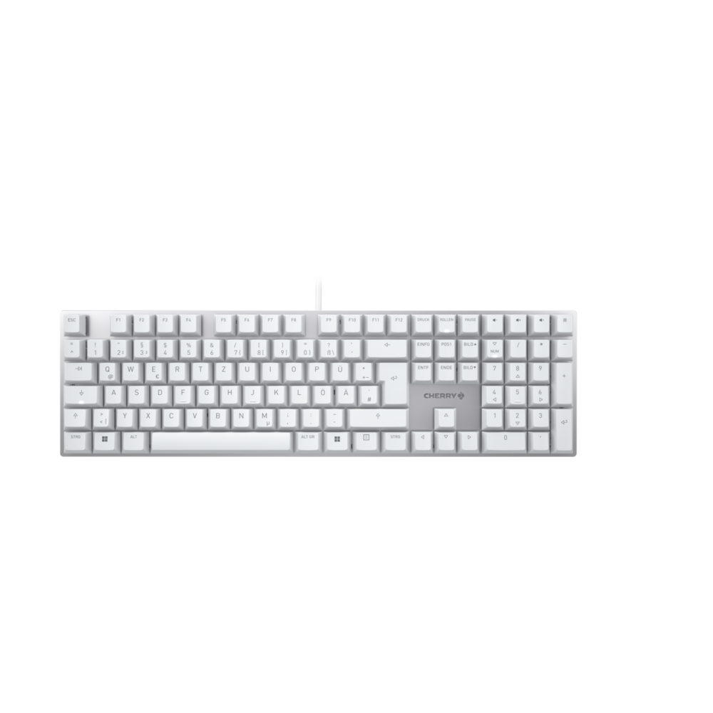 CHERRY KC 200 MX Tastatur, Weiß-Silber / MX2A Silent Red, Kabelgebunden von Cherry