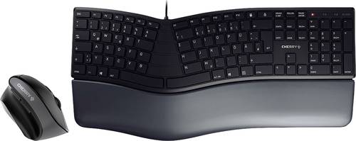 CHERRY KC 4500 + MW4500 LEFT Kabelgebunden Tastatur, Maus-Set Deutsch, QWERTZ Schwarz von Cherry