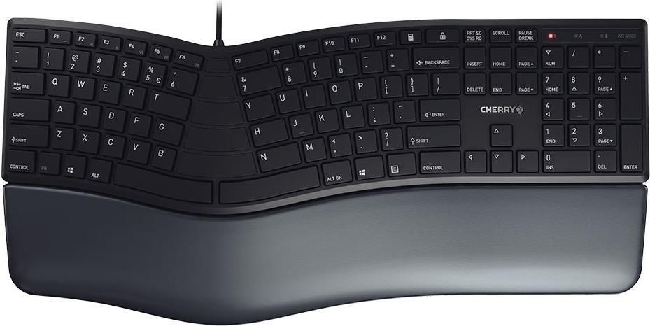 CHERRY KC 4500 ERGO - Tastatur - USB - QWERTY - US mit Euro-Symbol - Schwarz (JK-4500EU-2) von Cherry