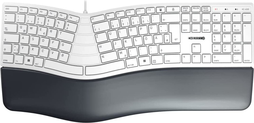 CHERRY KC 4500 ERGO - Tastatur - USB2.0 - Deutsch - Grau - plastikfreie Verpackung (JK-4500DE-0) von Cherry
