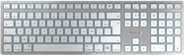 CHERRY KW 9100 SLIM - Tastatur - kabellos - 2.4 GHz, Bluetooth 4.0 - AZERTY - Belgien Französisch - Tastenschalter: CHERRY SX - weiß, Silber - für Apple iMac, Mac mini, Mac Pro, MacBook, MacBook Air, MacBook Pro von Cherry