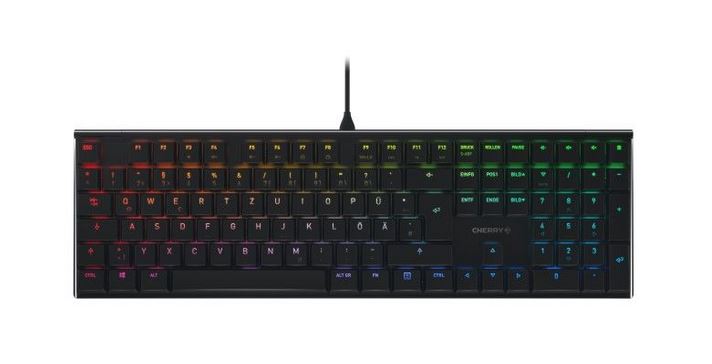 CHERRY MX 10,0N RGB - Tastatur - backlit - USB - Deutsch - Tastenschalter: CHERRY MX Low Profile RGB Speed - Schwarz (G8A-25010LVBDE-2) von Cherry