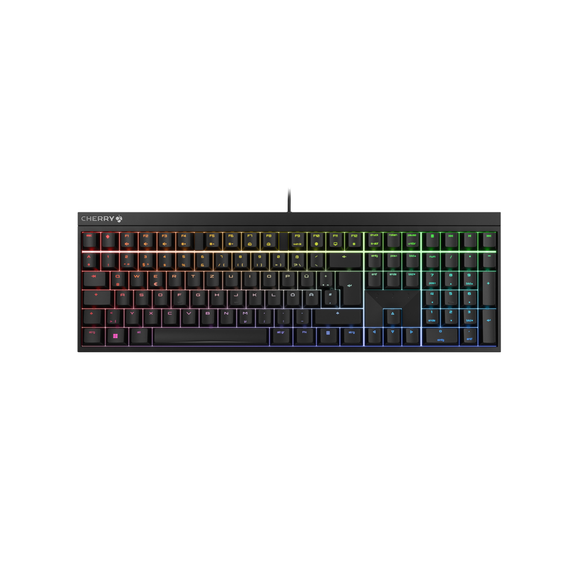 CHERRY MX 2.0S RGB, CHERRY MX-Red-Switches - schwarz, mechanische Gamingtastatur, Kabelgebunden, RGB-Beleuchtung, Anti-Ghosting von Cherry