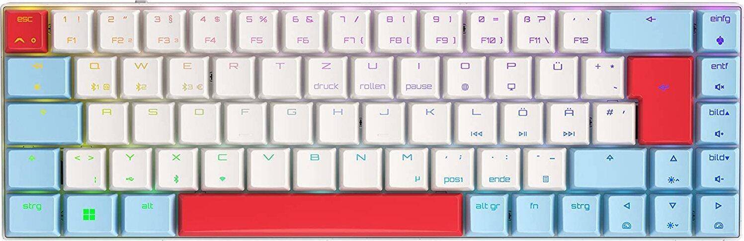 CHERRY MX MX-LP 2,1 - Tastatur - kompakt - Hintergrundbeleuchtung - kabellos - USB, 2,4 GHz, Bluetooth 5,2 - QWERTZ - Deutsch - Tastenschalter: CHERRY MX Low Profile RGB Speed - weiß (G80-3860LVADE-0) von Cherry