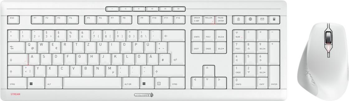 CHERRY STREAM DESKTOP COMFORT - Tastatur-und-Maus-Set - 100% - full size - kabellos - 2,4 GHz - QWERTZ - Deutsch - Tastenschalter: CHERRY SX - White Gray (JD-8550DE-0) von Cherry