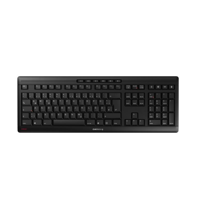 CHERRY STREAM KEYBOARD WIRELESS, kabellose Tastatur, Flüsteranschlag, Laserbeschriftung, schwarz von Cherry