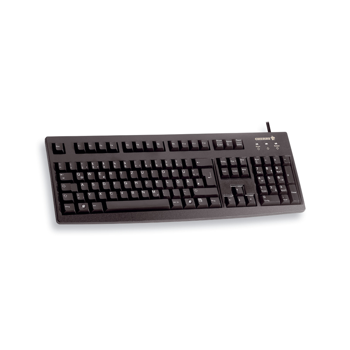 CHERRY Tastatur G83-6105 Schwarz - kabelgebunden, USB abriebfeste Beschriftung, recyclingfähig, NTK-Technologie von Cherry