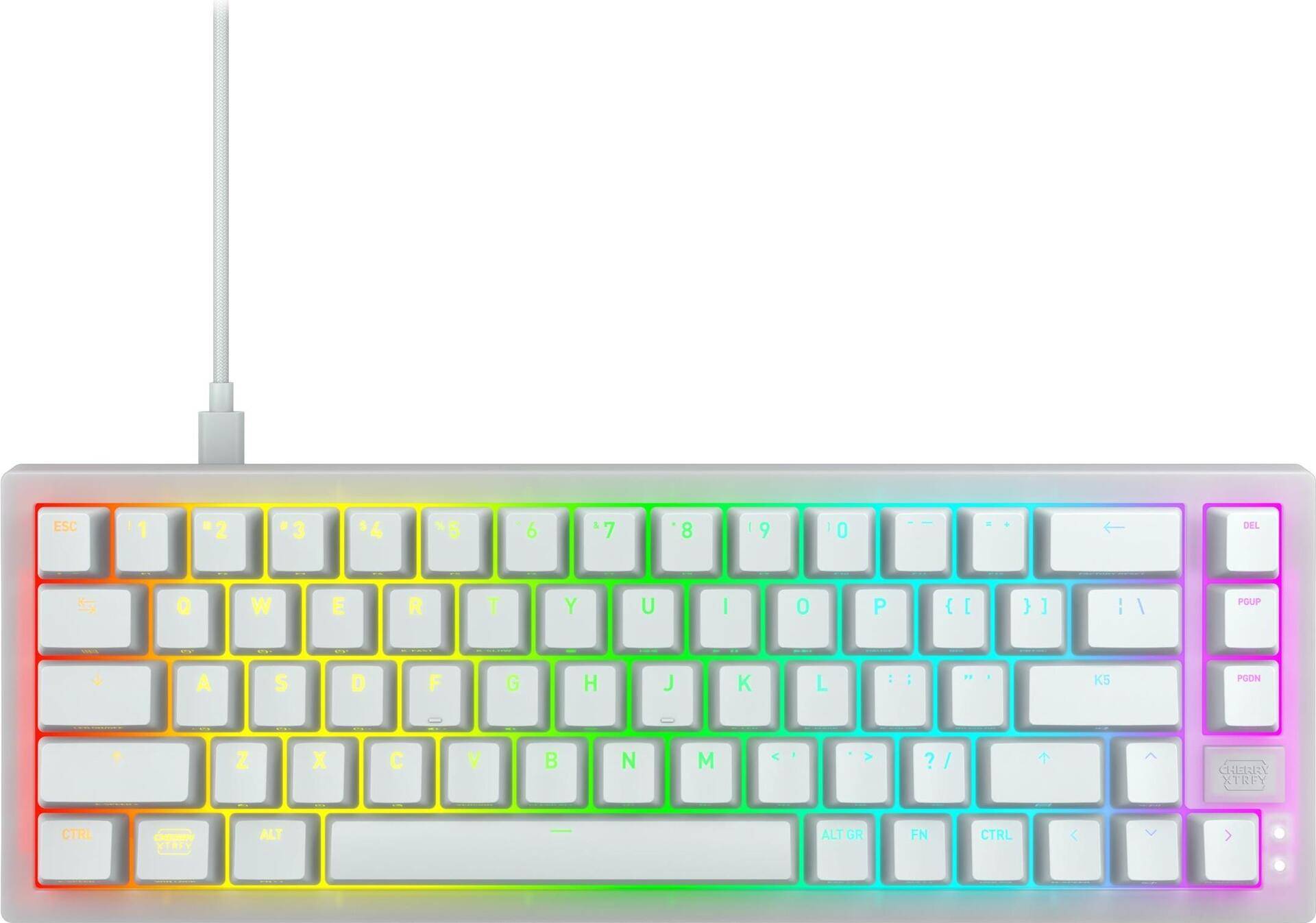 CHERRY XTRFY K5V2 - Tastatur - 65% - compact - hintergrundbeleuchtet - QWERTY - USA - Tastenschalter: CHERRY MX2A Red (austauschbar im laufenden Betrieb) - weiß (CX-K5V2-RGB-CPT-TPWHITE-R-US) von Cherry