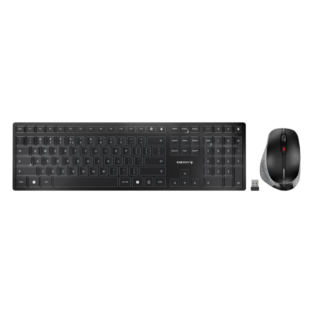 Cherry DW 9500 Slim, Kabelloses Maus/Tastatur-Set, Bluetooth und RF-Übertragung, Ergonomisches Design, QWERTZ-Layout von Cherry