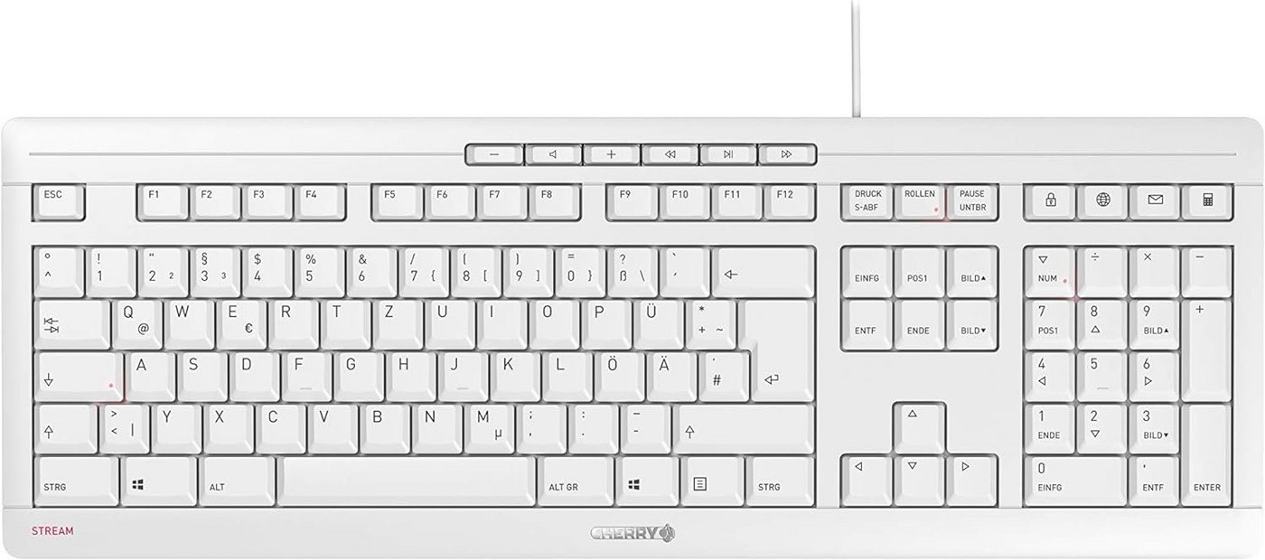 Cherry JK-8500DE-0 Stream Keyboard, deutsches Layout, weiss PC-Tastatur von Cherry