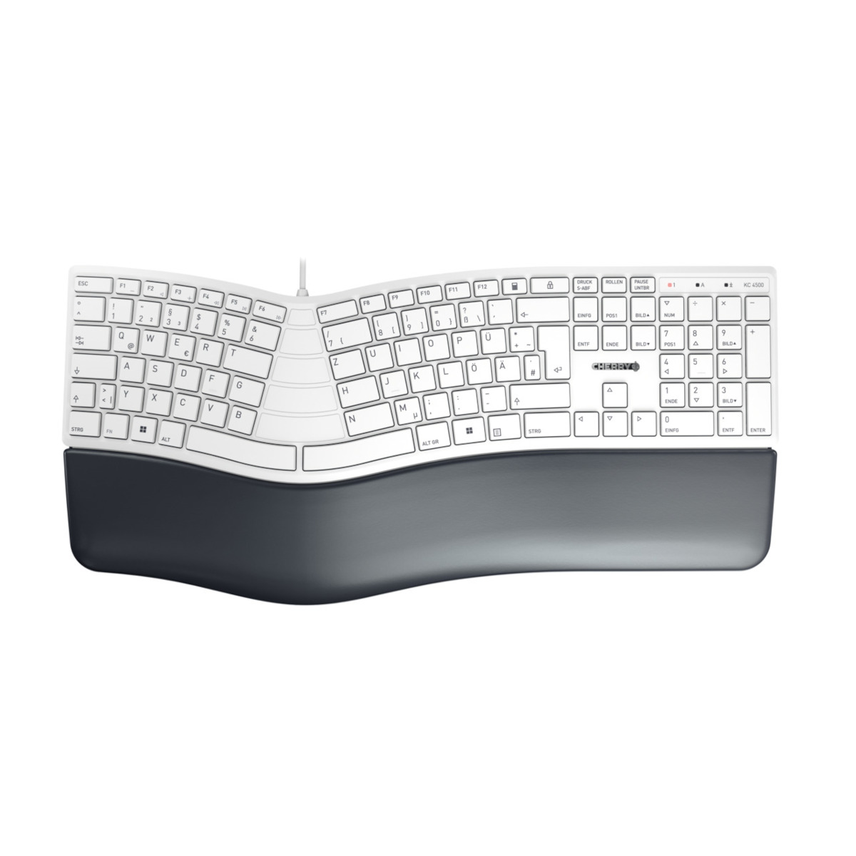 Cherry KC 4500 Ergonomische Tastatur, Kabelgebunden Handballenauflage, USB-Anschluss, Ausklappbare Füße Cherry KC 4500 Ergonomische Tastatur, Kabelgebunden Handballenauflage, USB-Anschluss, Ausklappbare Füße von Cherry