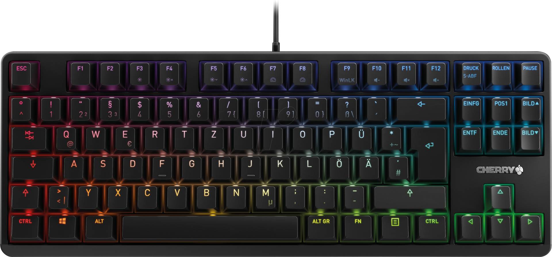 G80-3833LWBDE-2 - Gaming-Tastatur, USB, RGB, MX SILENT RED, schwarz, DE von Cherry