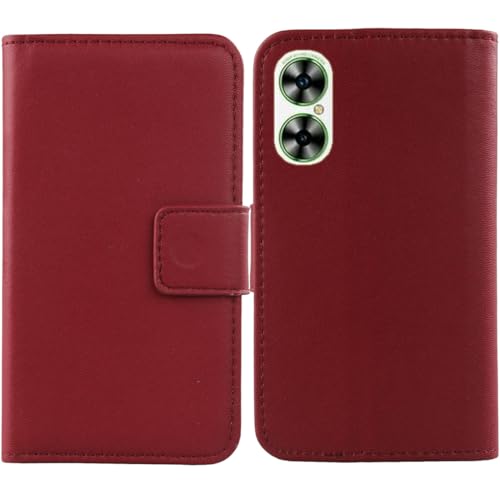 Cheshaoping Echt Leder Tasche Für Acer Sospiro A62 Lite/Sospiro A62 Ultra/Sospiro A62LX 6.52" Hülle Handy Flip Lederhülle Handyhülle Kartenfächer Schutz Premium Case Cover Etui (Dark Rot) von Cheshaoping
