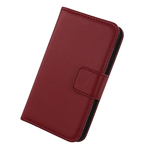 Cheshaoping Echt Leder Tasche Für Gigaset GLX8 2.4" Hülle Handy Flip Lederhülle Handyhülle Kartenfächer Schutz Premium Case Cover Etui (Dark Rot) von Cheshaoping