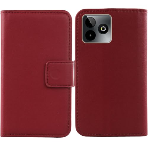 Cheshaoping Echt Leder Tasche Für SPC Discovery 3 / SPC Discovery 3 SE 6.8" Hülle Handy Flip Lederhülle Handyhülle Kartenfächer Schutz Premium Case Cover Etui (Dark Rot) von Cheshaoping