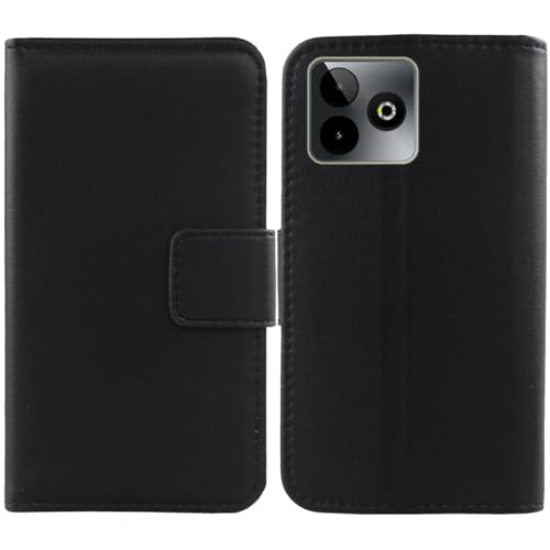 Cheshaoping Echt Leder Tasche Für SPC Discovery 3 / SPC Discovery 3 SE 6.8" Hülle Handy Flip Lederhülle Handyhülle Kartenfächer Schutz Premium Case Cover Etui (Schwarz) von Cheshaoping