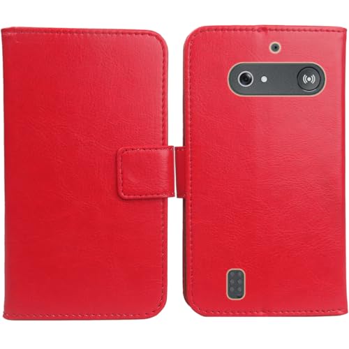 Cheshaoping PU Leder Tasche Hülle Für Doro Leva L10 / Doro Leva L11 / Doro Leva 11s 2.4" Handy Flip Lederhülle Handyhülle Schutz Case Cover Etui (Rot) von Cheshaoping