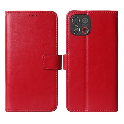 Cheshaoping Premium Flip Book Stand Brieftasche Leder Tasche Schütz Hülle Handy Case Für Emporia ME.6 6.58" Schale Business Abdeckung Wallet Cover Etui Holder (Rot) von Cheshaoping