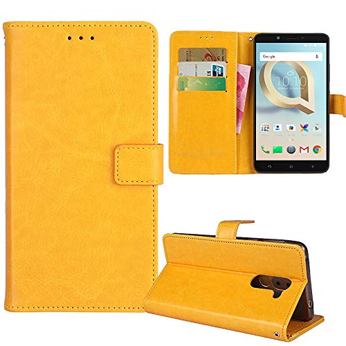 Cheshaoping Premium Flip Leder Tasche Schütz Hülle Handy Case Für Tecno Spark GO 2020 / Spark 6 GO TPU Silikon Schale Business Abdeckung Wallet Cover Etui Holder (Gelb) von Cheshaoping