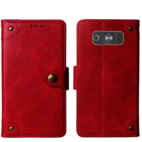 Cheshaoping Stand Leder Case Handy Schütz Hülle Für Doro Primo 365 2" Abdeckung Flip Lederhülle Handyhülle Schutzhülle Premium Wallet Cover Etui (Rot) von Cheshaoping