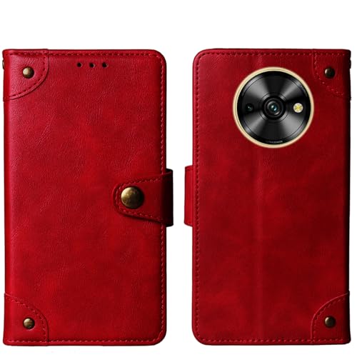Cheshaoping Stand Leder Case Handy Schütz Hülle Für Oukitel C59 / C59 Pro 6.88" Abdeckung Flip Lederhülle Handyhülle Schutzhülle Premium Wallet Cover Etui (Rot) von Cheshaoping