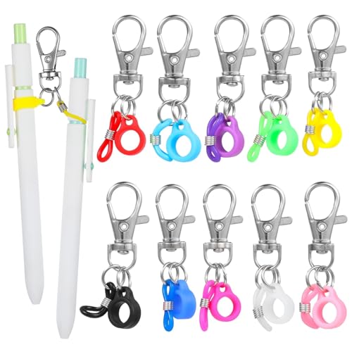 10 Stück einziehbarer Stifthalter mit Karabinerverschluss, Clip-On-Gelschreiber-Set für Ausweise, Schlüsselbänder, Büro, Krankenschwestern und Lehrer 10 Stück einziehbarer Stifthalter mit Karabinerverschluss, Clip-On-Gelschreiber-Set für Ausweise, Schlüsselbänder, Büro, Krankenschwestern und Lehrer von Chewtoyo