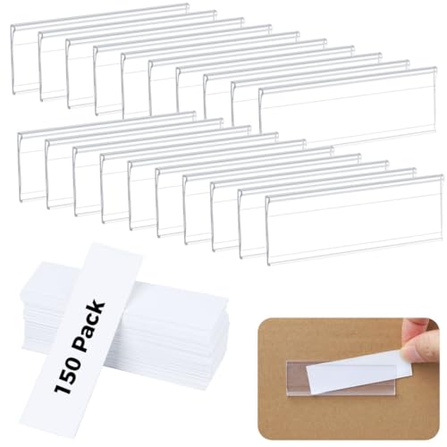 150 Stück transparente Regaletikettenhalter, 7,6 x 2,5 cm Acryl-Etiketten für Supermärkte, Bibliotheken und Büros, mit Papiereinsätzen 150 Stück transparente Regaletikettenhalter, 7,6 x 2,5 cm Acryl-Etiketten für Supermärkte, Bibliotheken und Büros, mit Papiereinsätzen von Chewtoyo