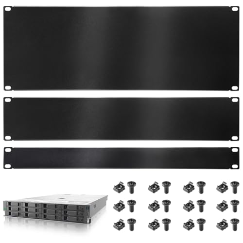 Mount Rack Spacers Panel Blank 3Pcs, Server 1U, 4U, 2U Filler Rack Mount Panel, Black Metal Matte Mount Panel for Rack Enclosure 19 Inch, Server Rack, Network Cabinet von Chewtoyo