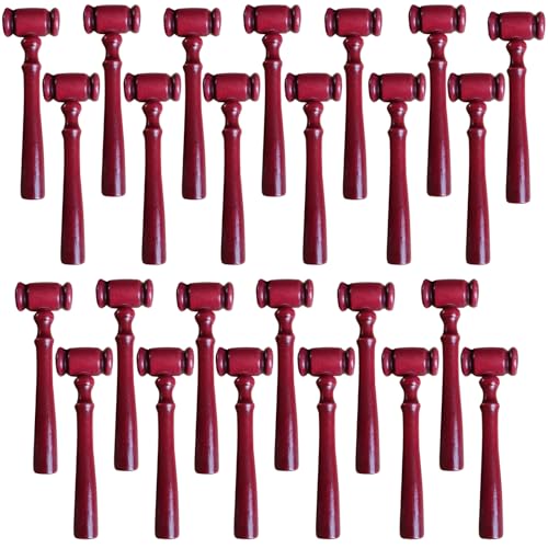 Rotes Holzhammer-Set, 25 Halloween-Partygeschenke, Gerichtssaal-Stil, polierte Oberfläche, 11 cm Richterhammer für Auktionen von Chewtoyo